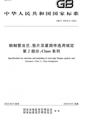 鋼制管法蘭、墊片及緊固件選用規(guī)定 第2部分：Class系列國(guó)標(biāo)/T 43079.2-2023
